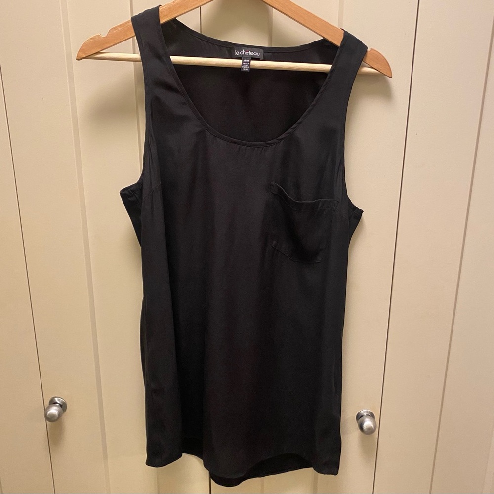 Le Chateau -Silk Elegant Black Tank Top-Office-Night Out-Size M